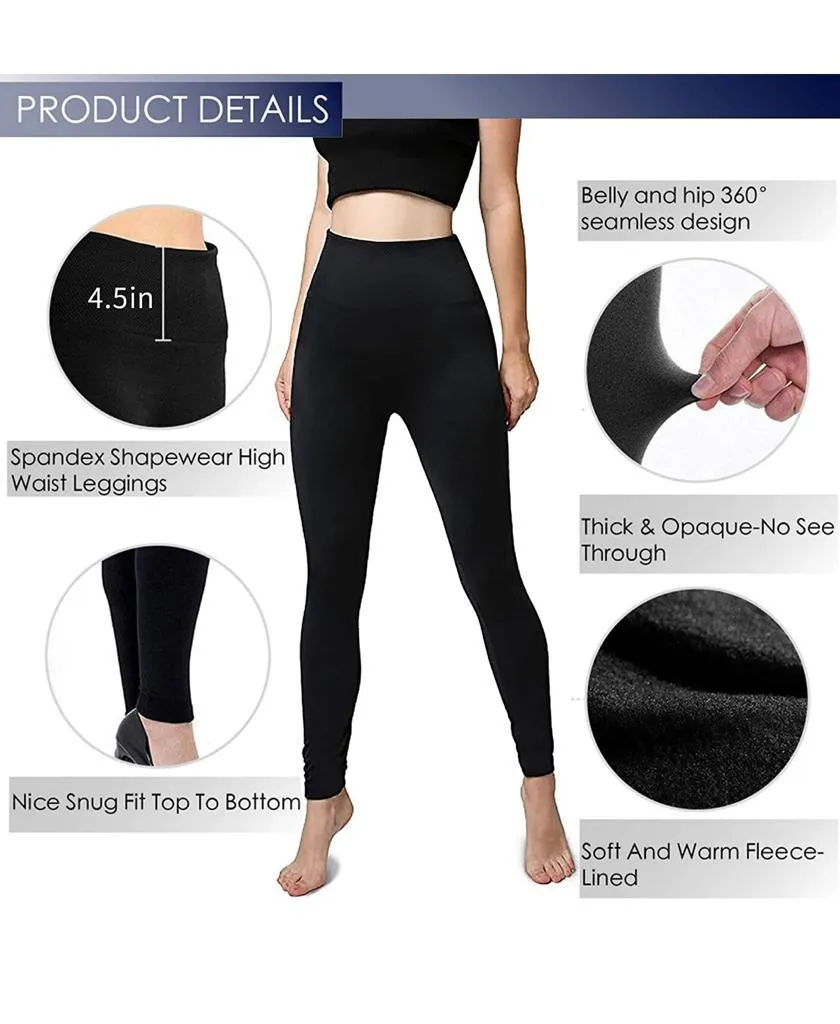 2 Pack Women‚Äôs Fleece Lined Leggings High Waist Stretchy warm Leggings one size