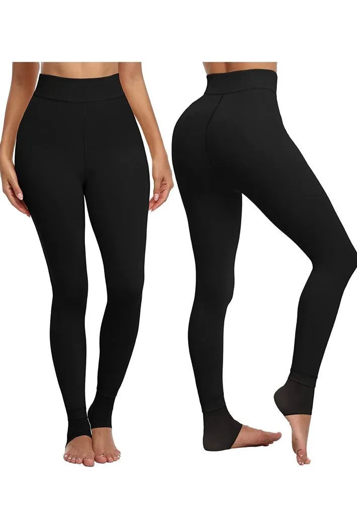 2 Pack Women‚Äôs Fleece Lined Leggings High Waist Stretchy warm Leggings one size