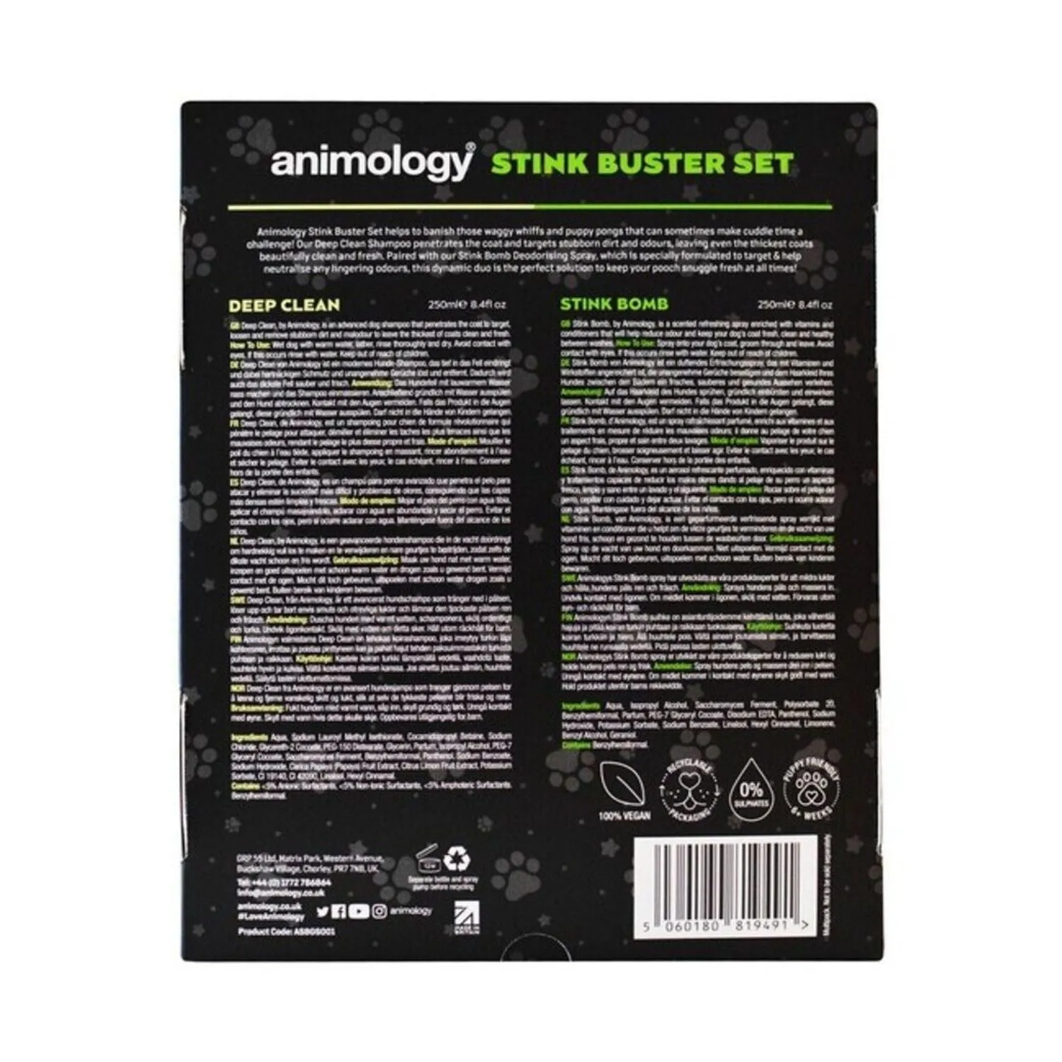 Animology Stink Buster Set (Shampoo, Deodorising Spray)