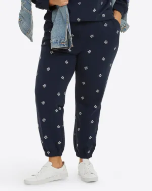 Bobbie Sweatpants in Navy Embroidered Viola