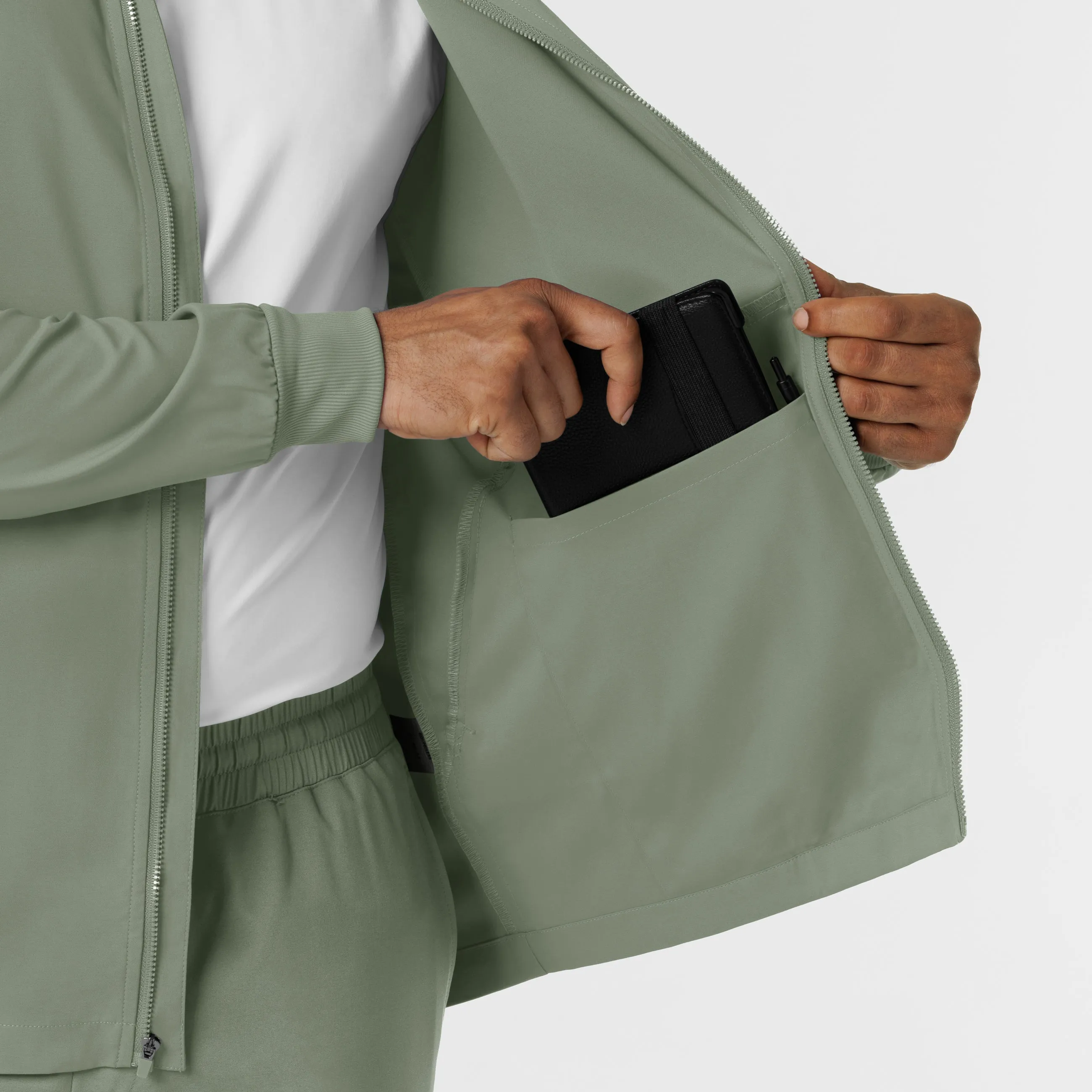 Boundless Men's Warm Up Scrub Jacket - Sage