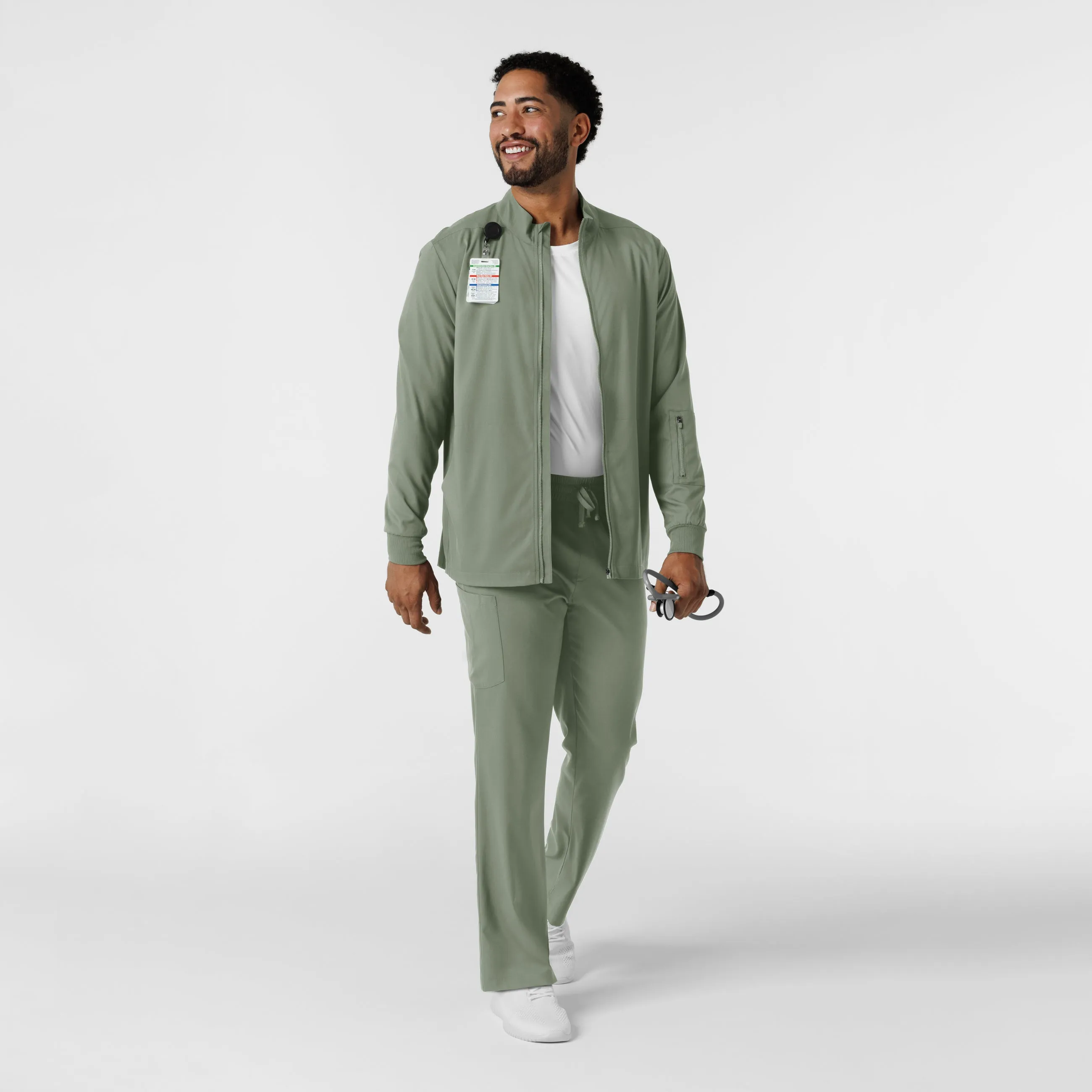 Boundless Men's Warm Up Scrub Jacket - Sage