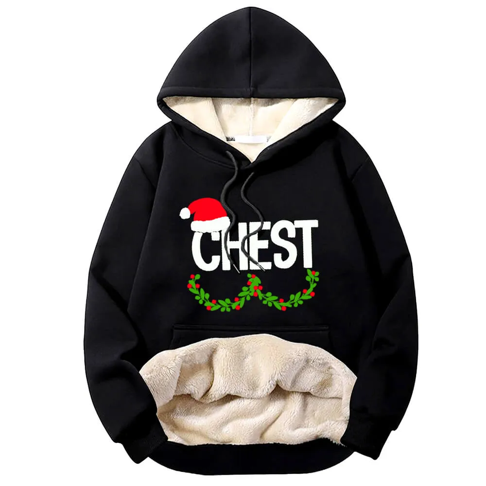 Chest And Nuts Fleece Sherpa Christmas Couple Hoodie