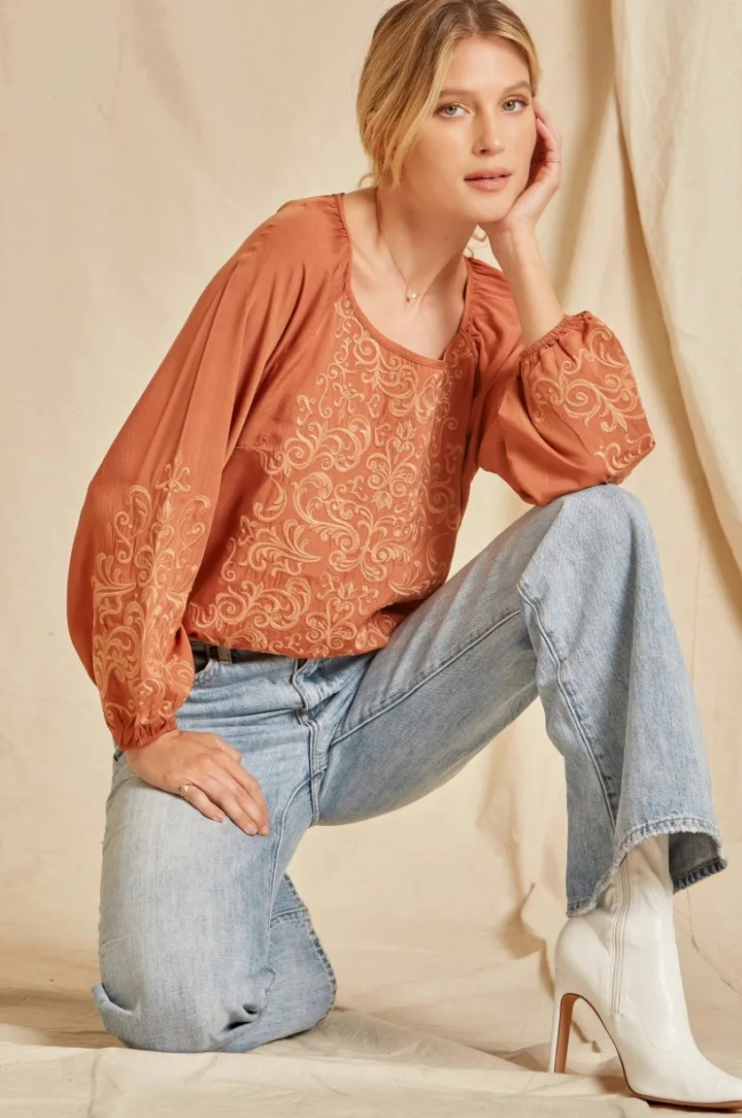 Come and Go Blouse - Rust