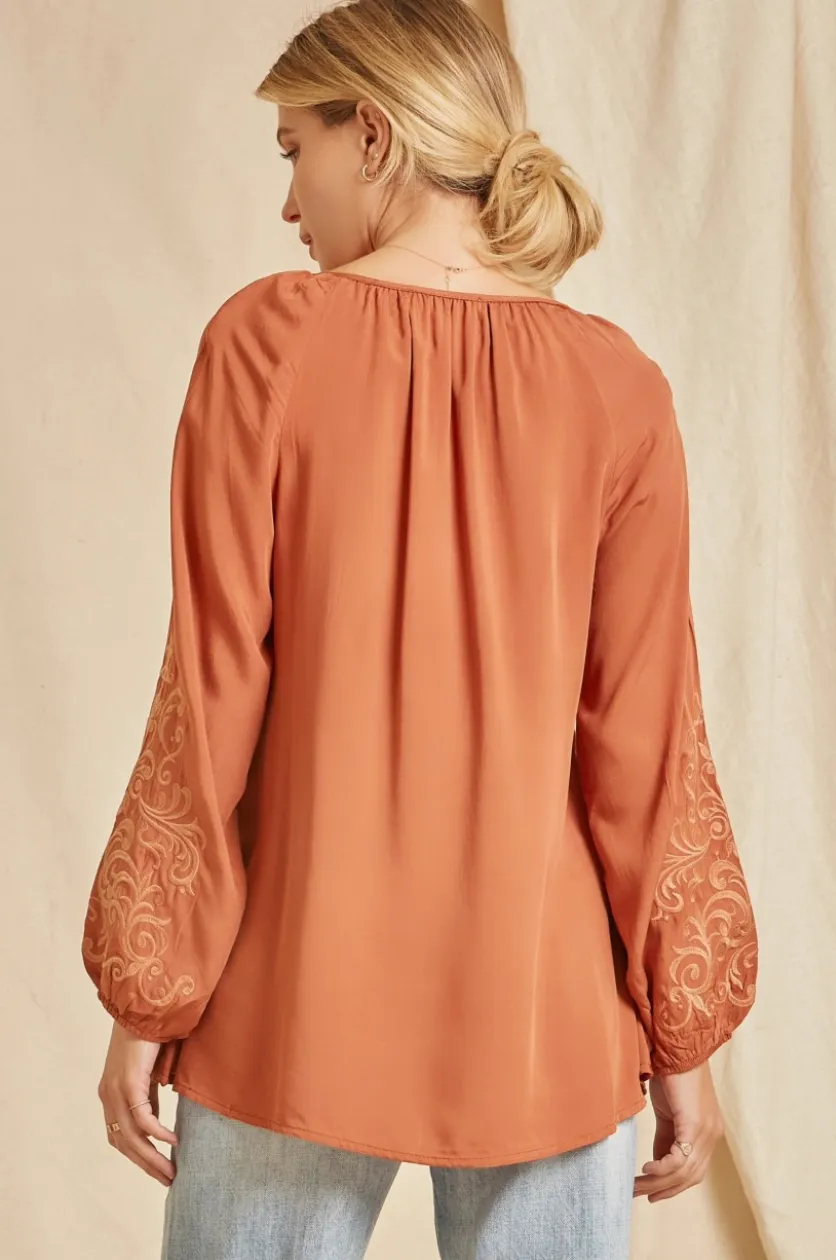 Come and Go Blouse - Rust