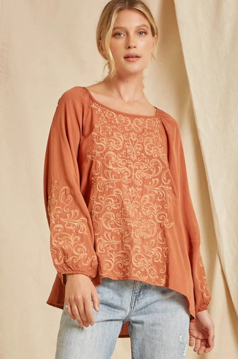Come and Go Blouse - Rust