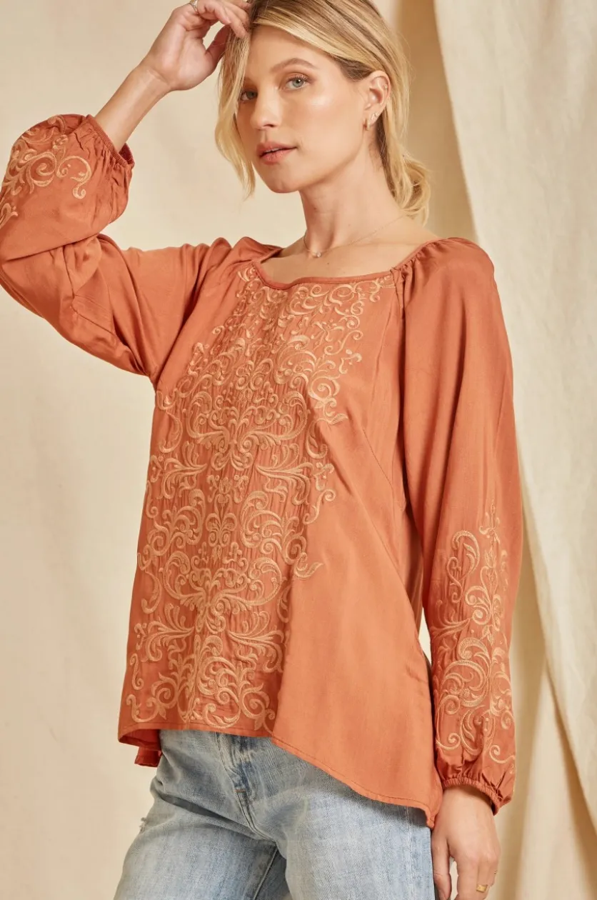 Come and Go Blouse - Rust