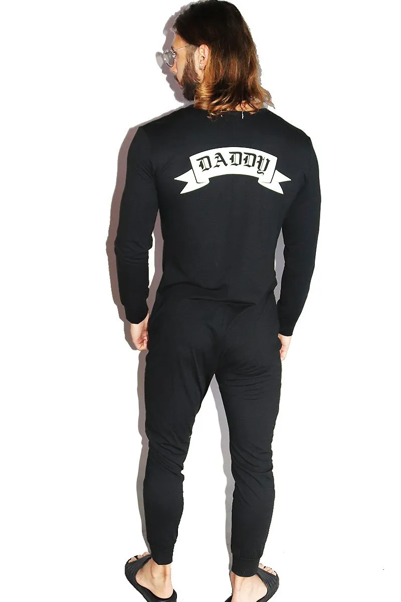 Daddy Pajama Romper- Black