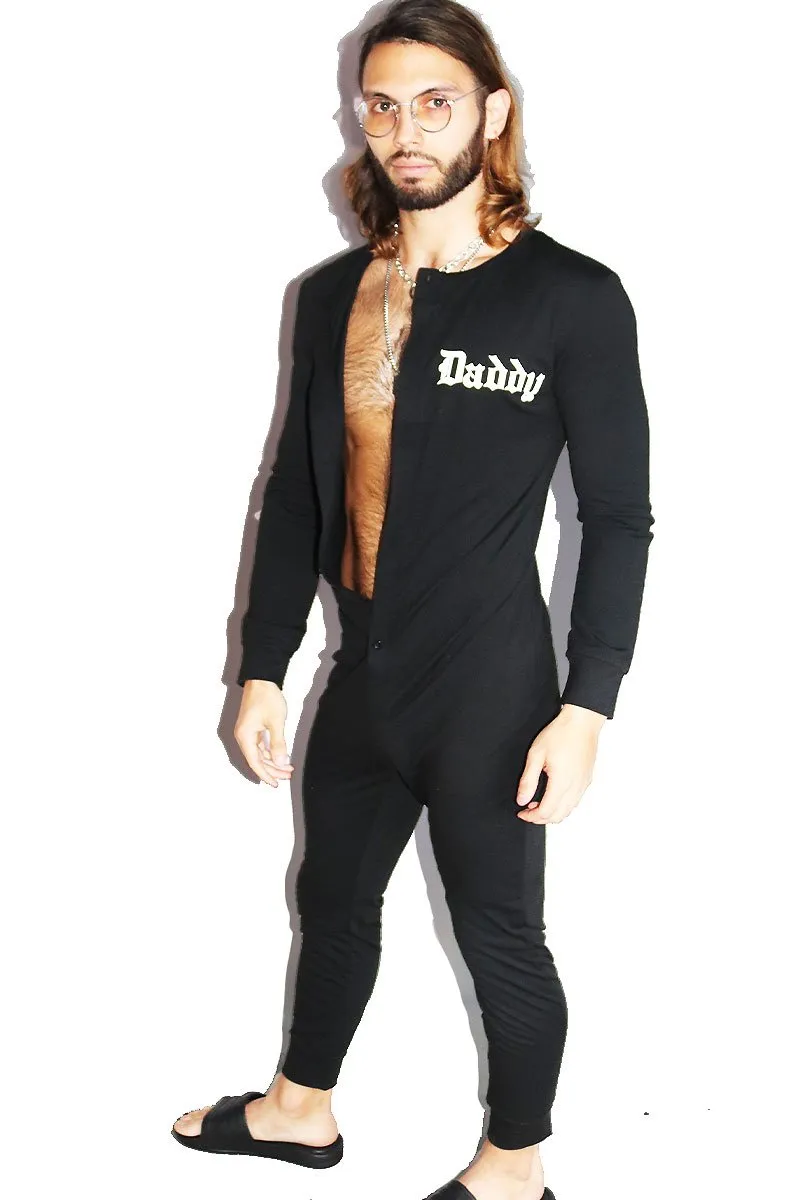 Daddy Pajama Romper- Black
