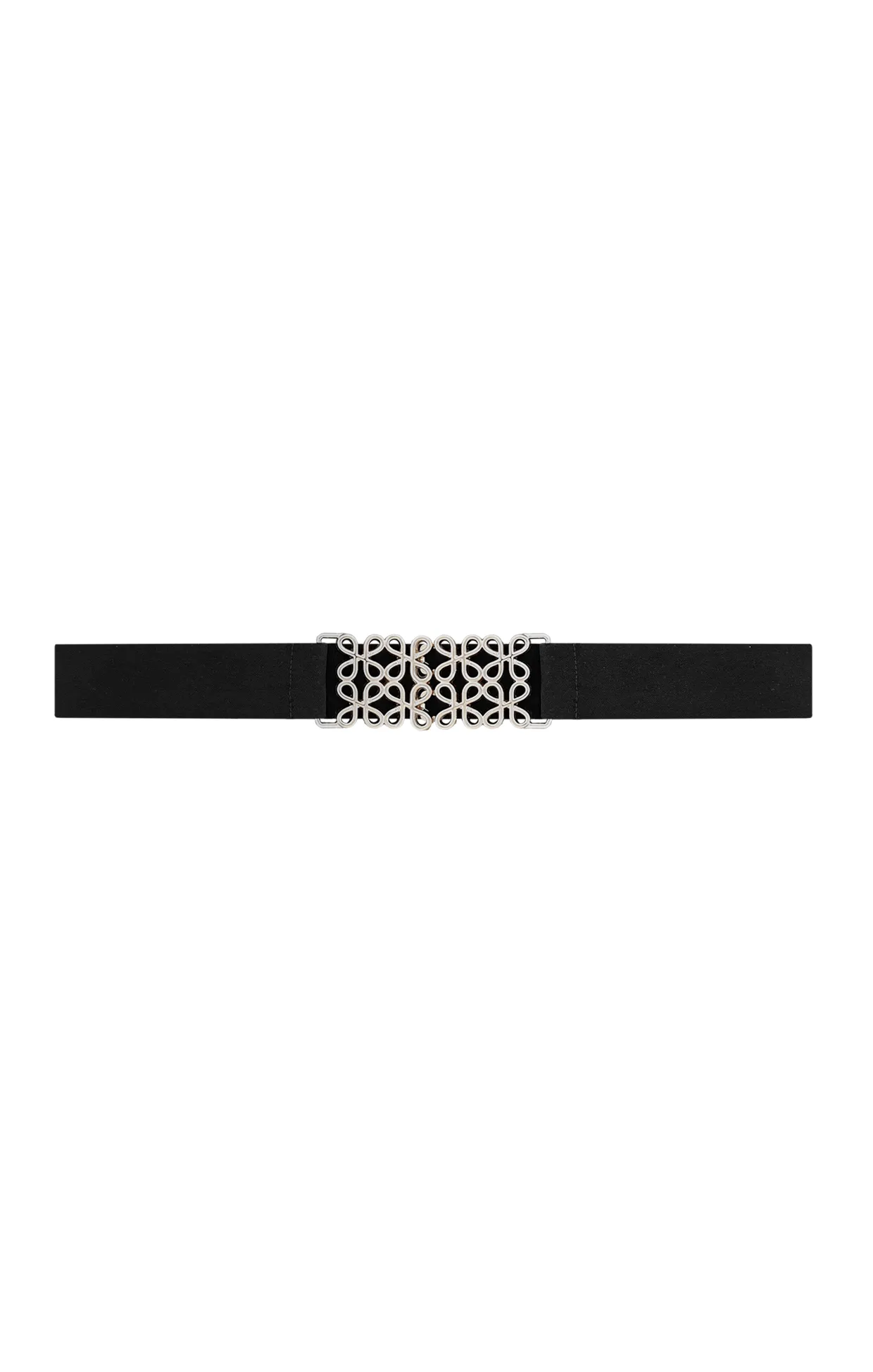 DECORATIVE CLASP BELT IN BLACK AND SILVER