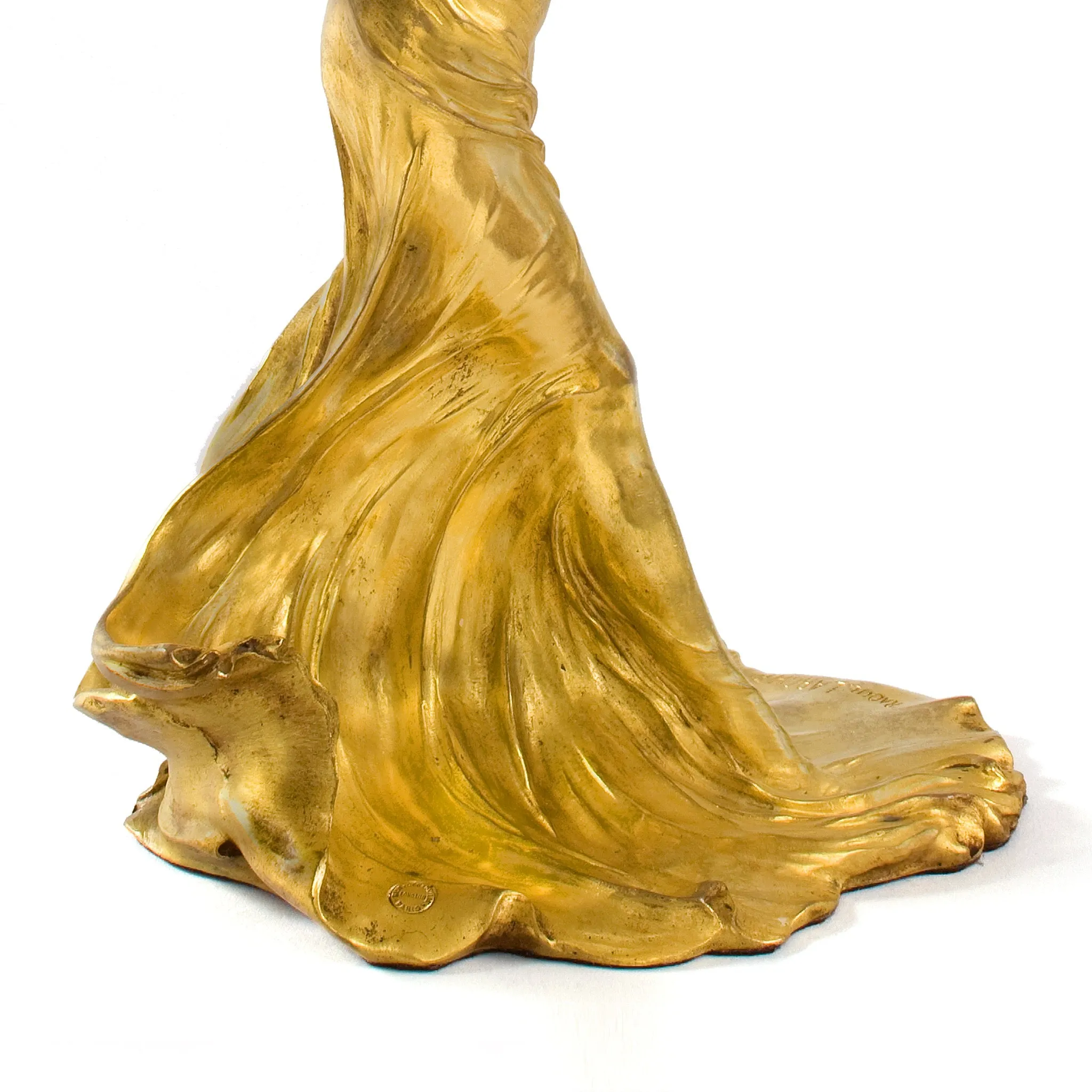 François-Raoul Larche "Loïe Fuller" Lighted Gilt Bronze Sculpture