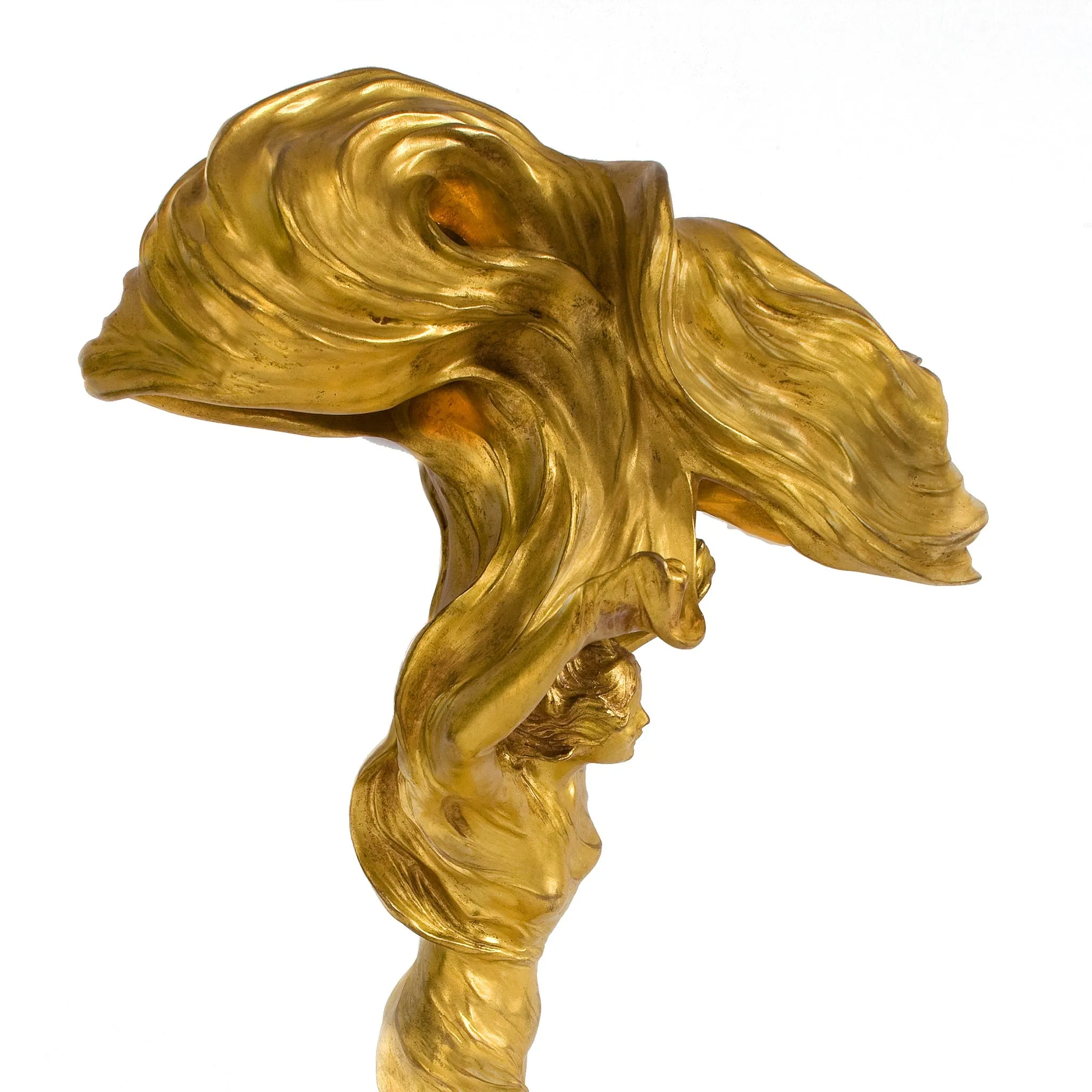 François-Raoul Larche "Loïe Fuller" Lighted Gilt Bronze Sculpture