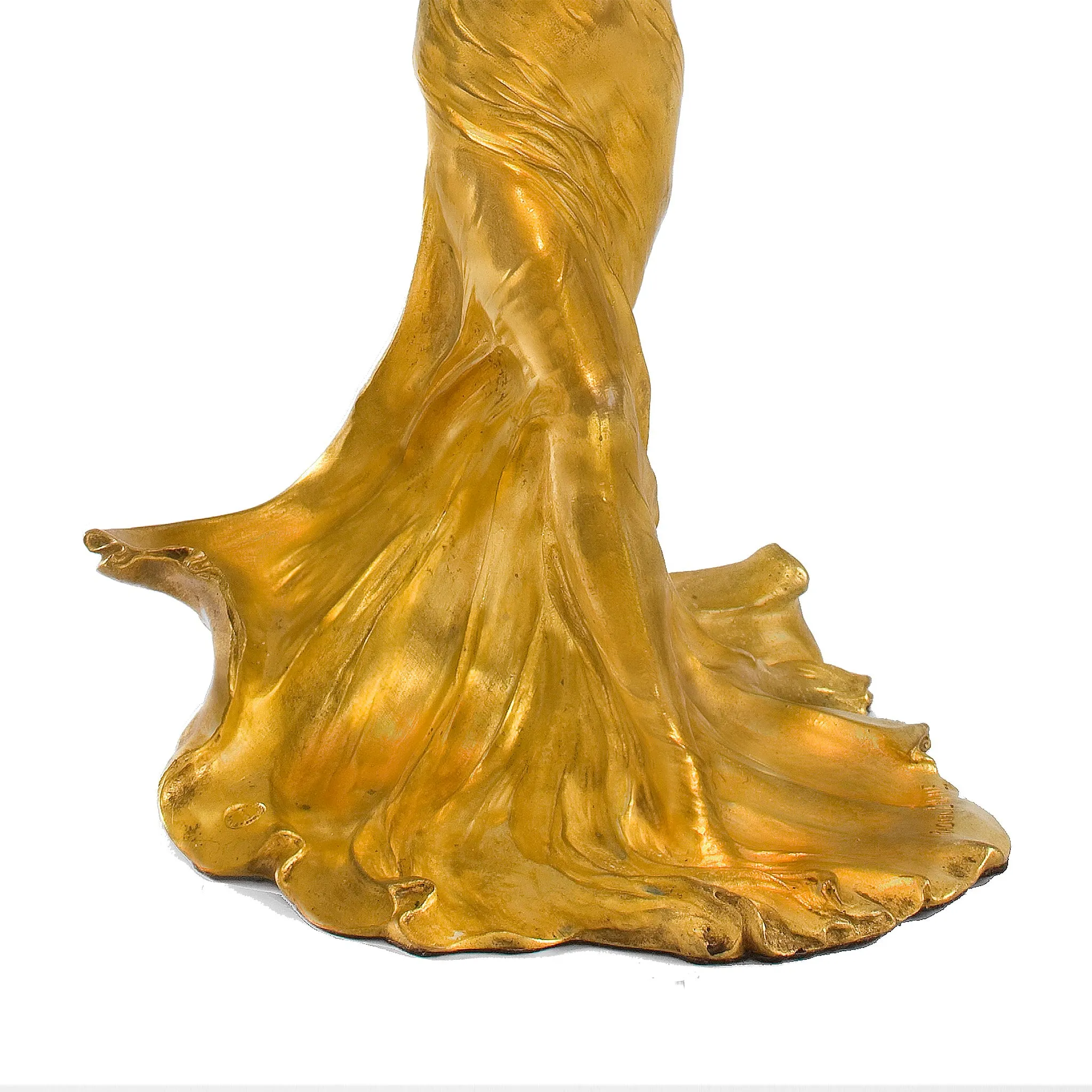 François-Raoul Larche "Loïe Fuller" Lighted Gilt Bronze Sculpture