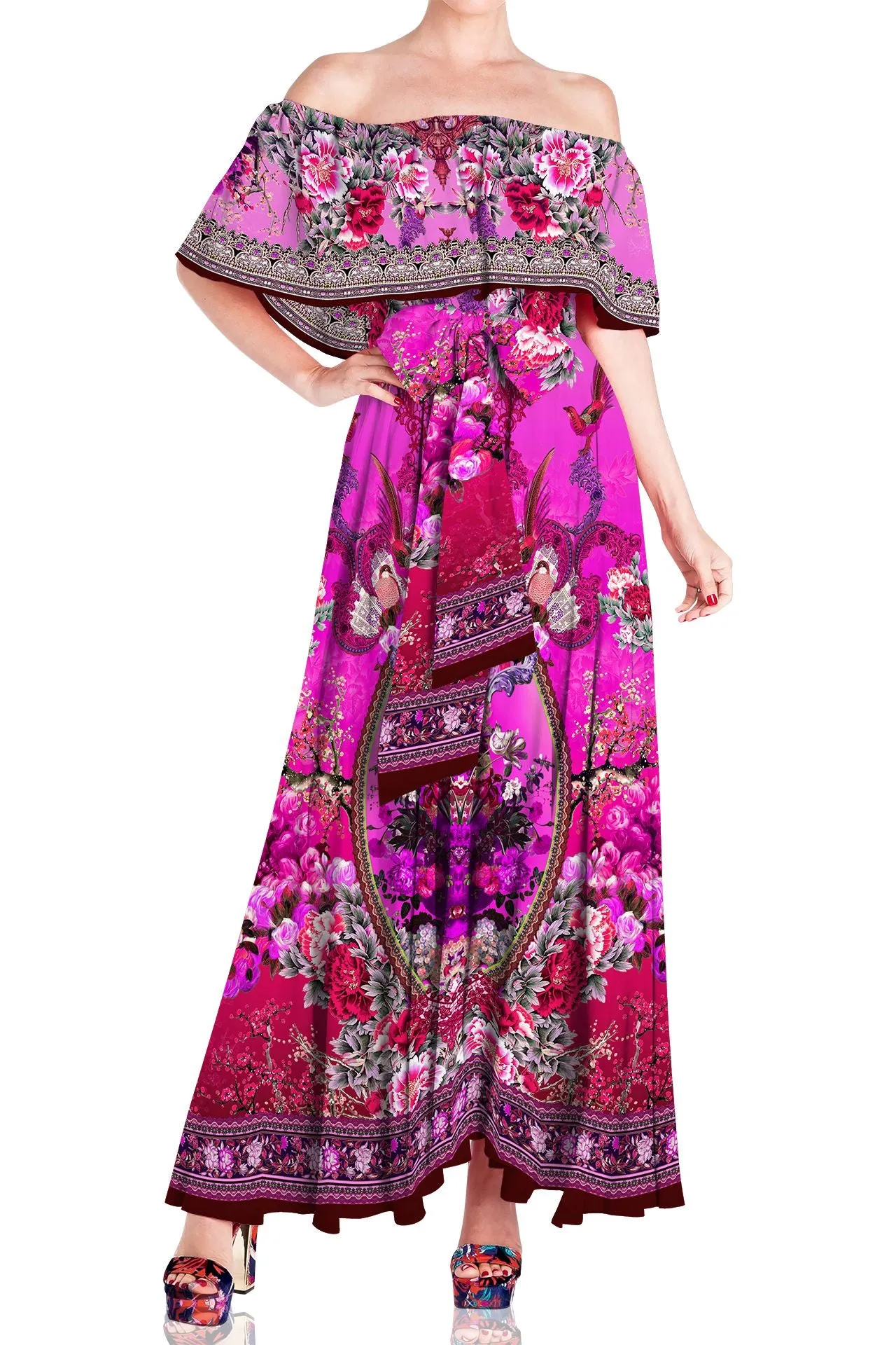 Fuchsia  Off The Shoulder Dress