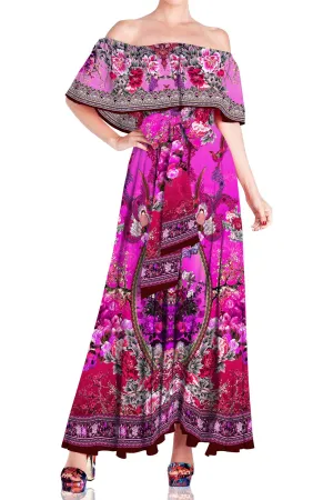 Fuchsia  Off The Shoulder Dress