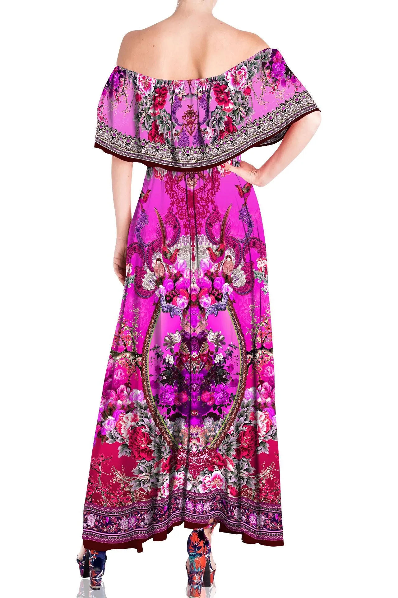 Fuchsia  Off The Shoulder Dress