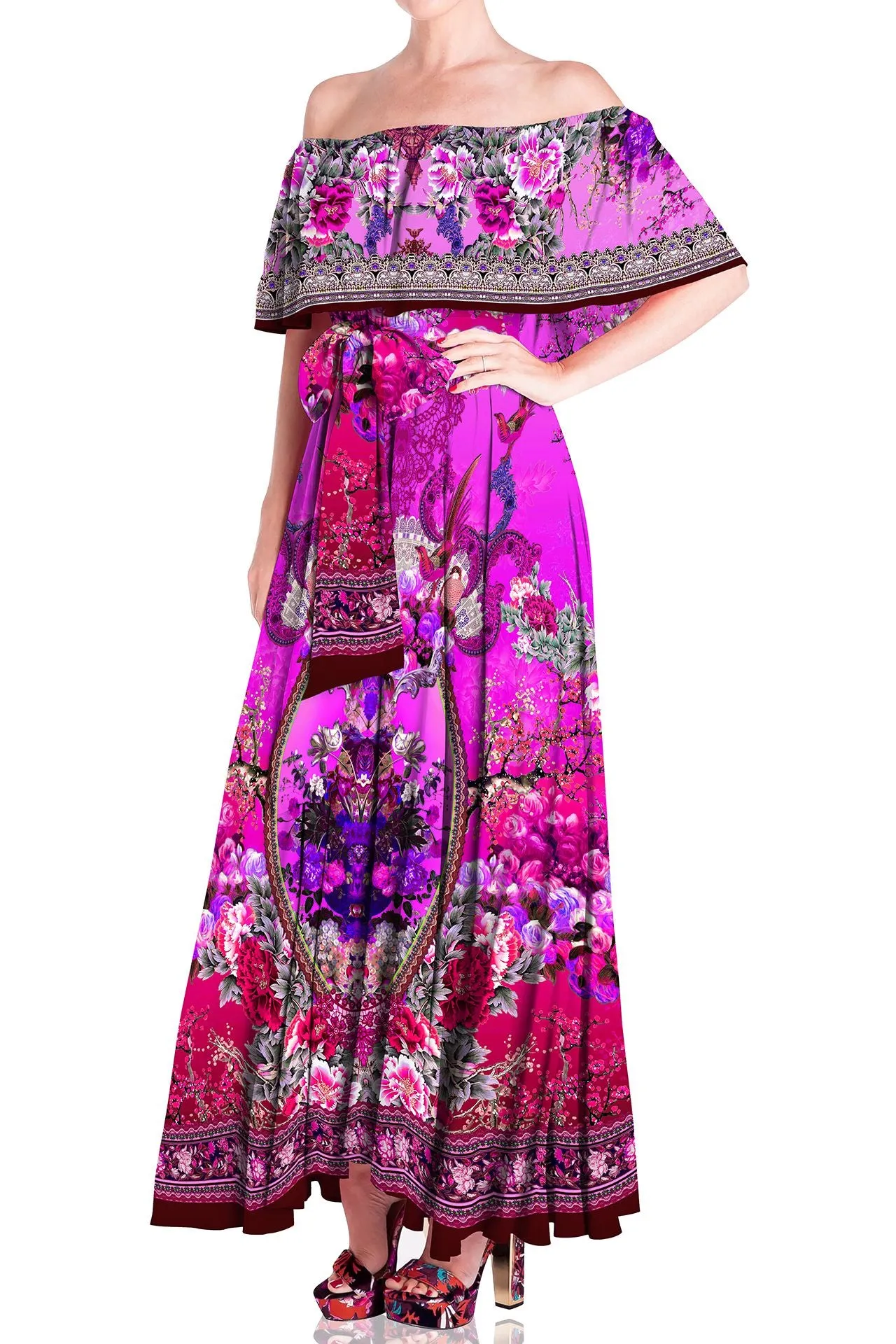 Fuchsia  Off The Shoulder Dress