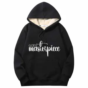 God's Masterpiece Letters Warm Fleece Sherpa Lined Hoodie
