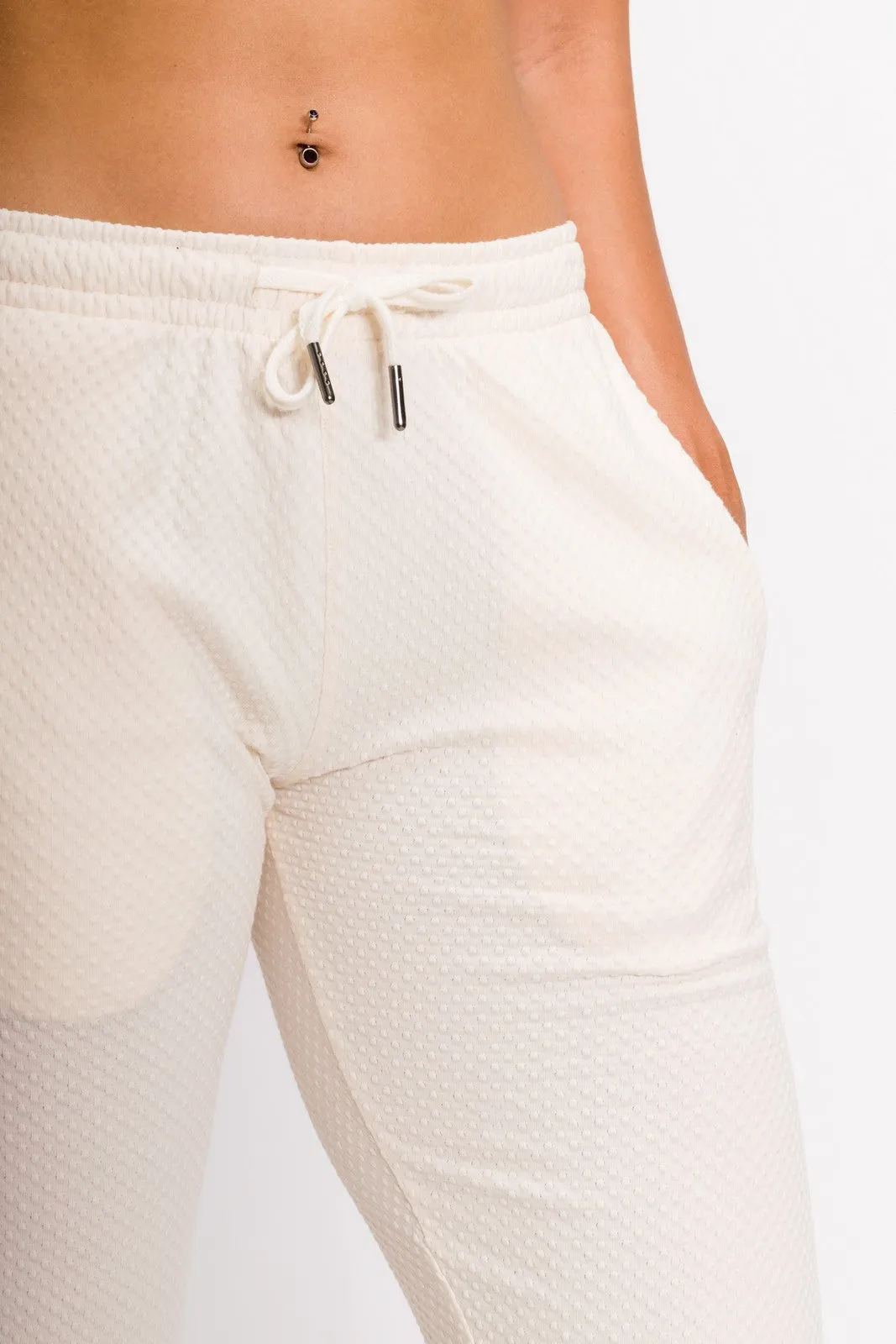 Gwen | Women's Bubble Knit Elastic Waist Band Sweatpants