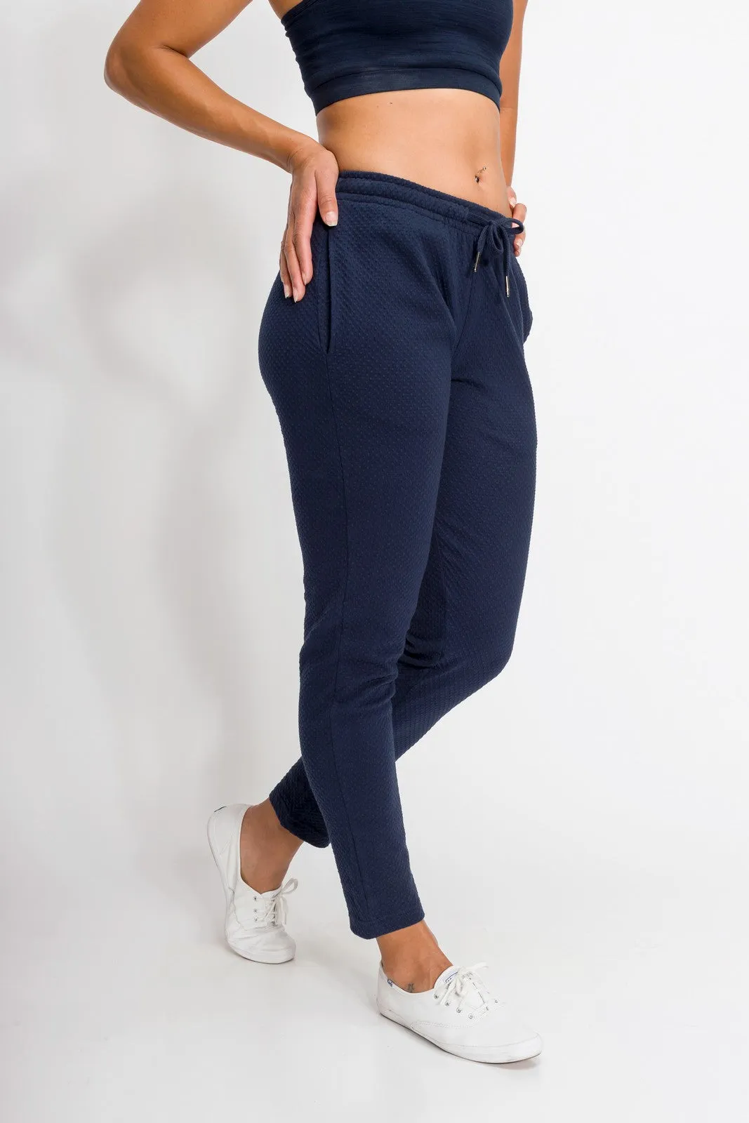 Gwen | Women's Bubble Knit Elastic Waist Band Sweatpants