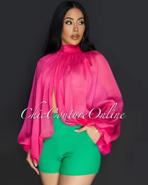 Katrina Fuchsia Sheer Flowy Top