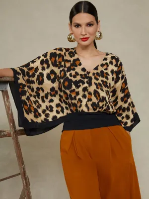 Leopard-Print Dolman Blouse