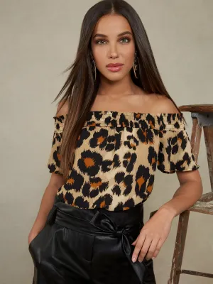 Leopard-Print Smock Blouse