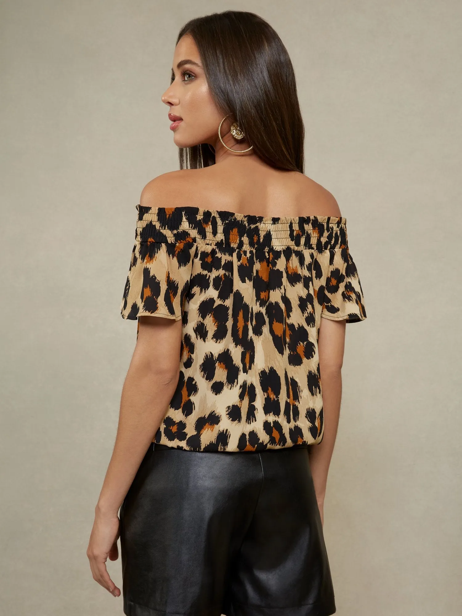 Leopard-Print Smock Blouse