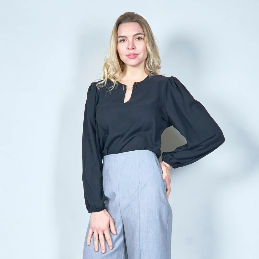 Minimalist keyhole chiffon blouse wholesale