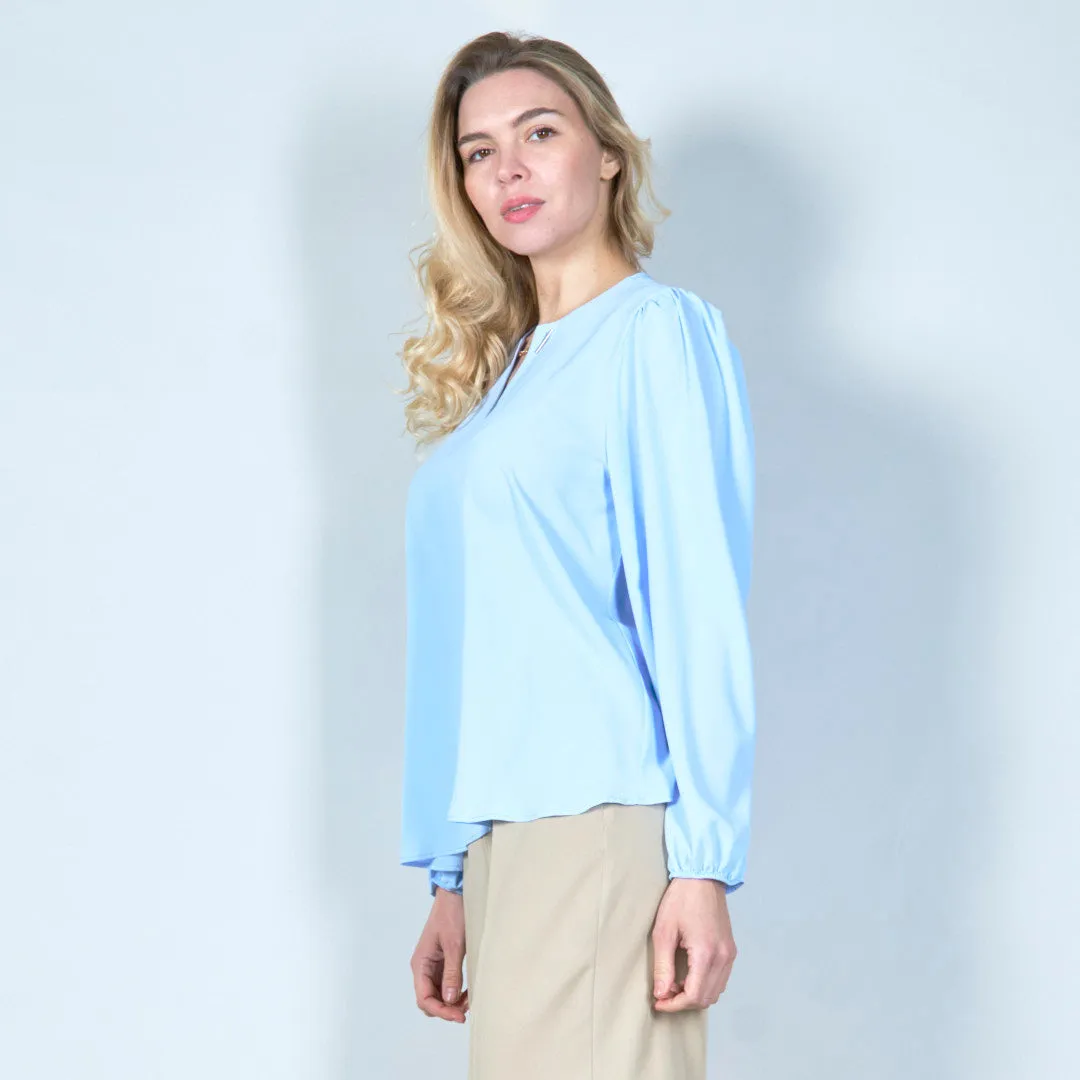 Minimalist keyhole chiffon blouse wholesale