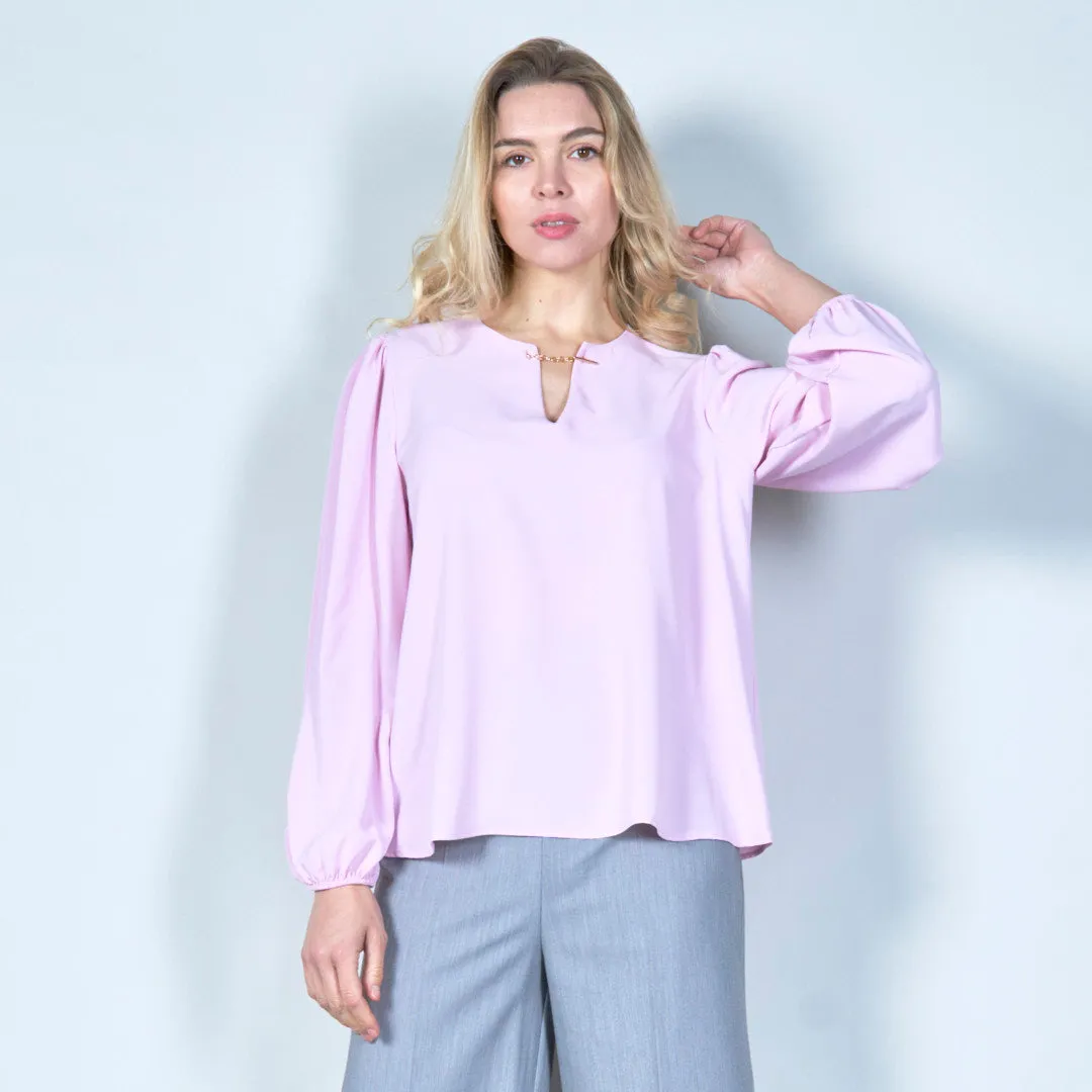 Minimalist keyhole chiffon blouse wholesale