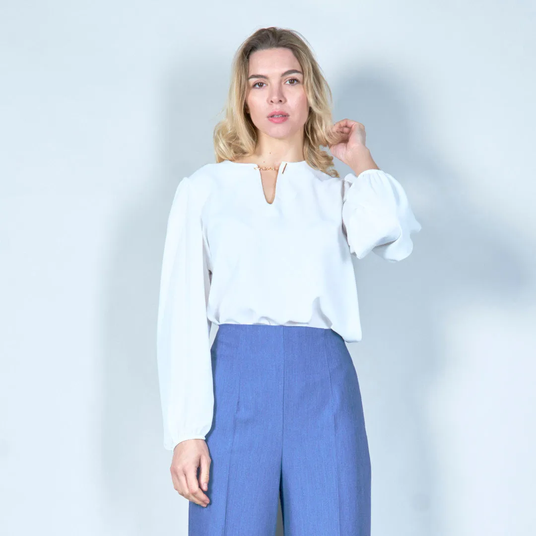 Minimalist keyhole chiffon blouse wholesale