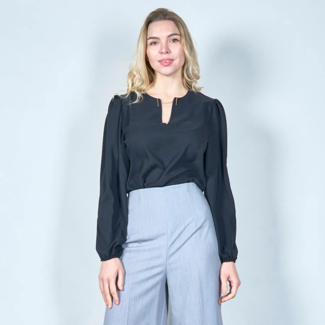 Minimalist keyhole chiffon blouse wholesale