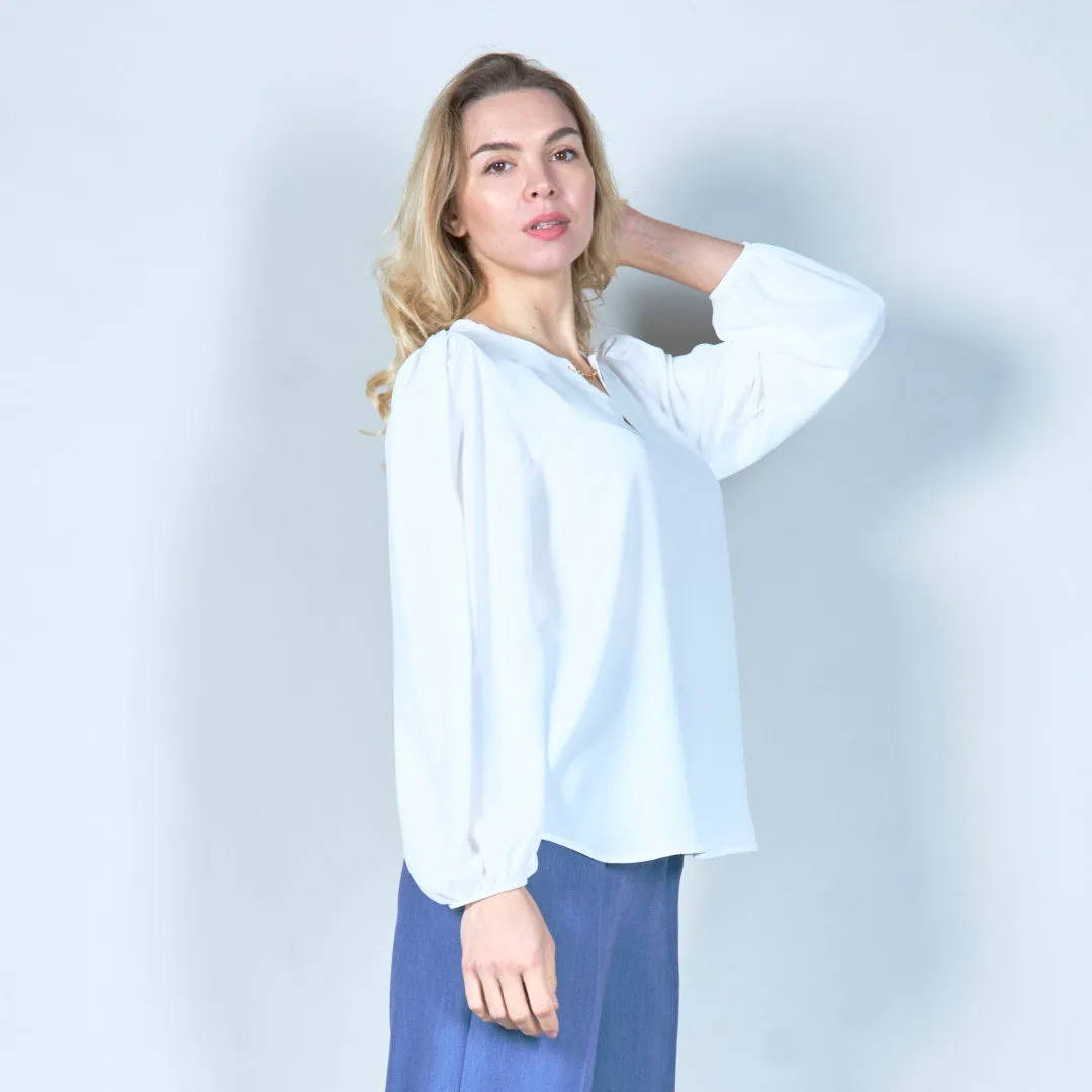 Minimalist keyhole chiffon blouse wholesale