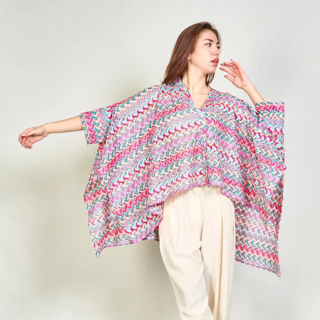 Multicolor abstract print flowy shirt wholesale