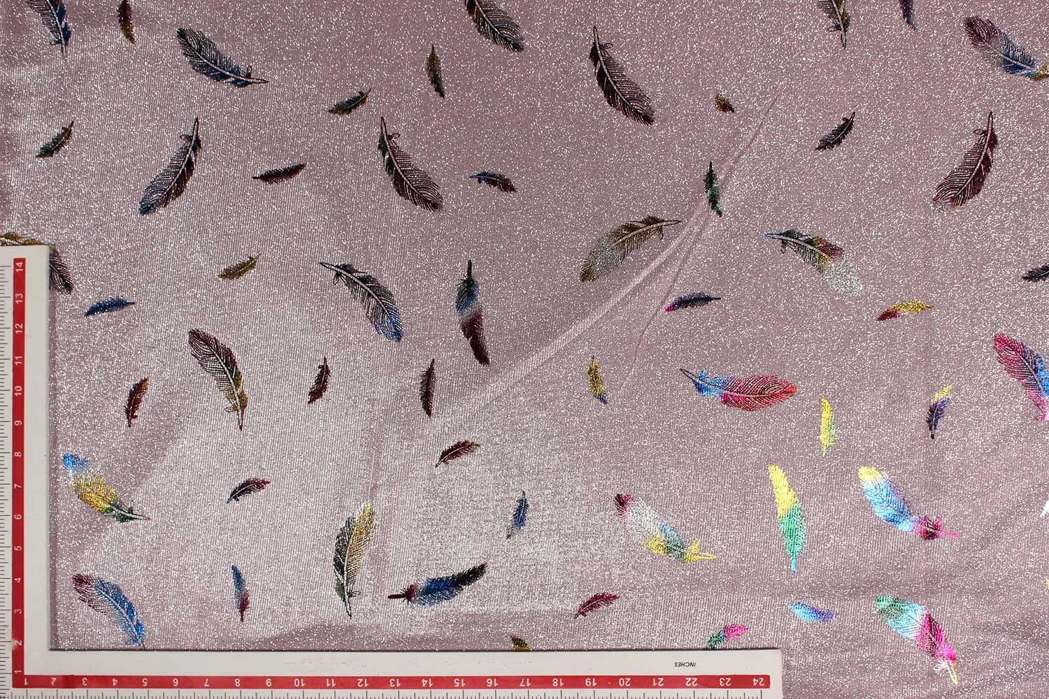 Nude Pink Quirky Printed Glitter Knit Polyester Fabric