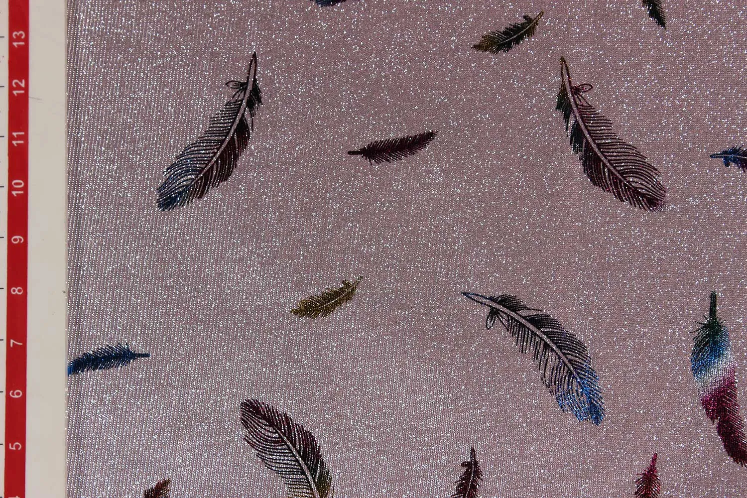 Nude Pink Quirky Printed Glitter Knit Polyester Fabric