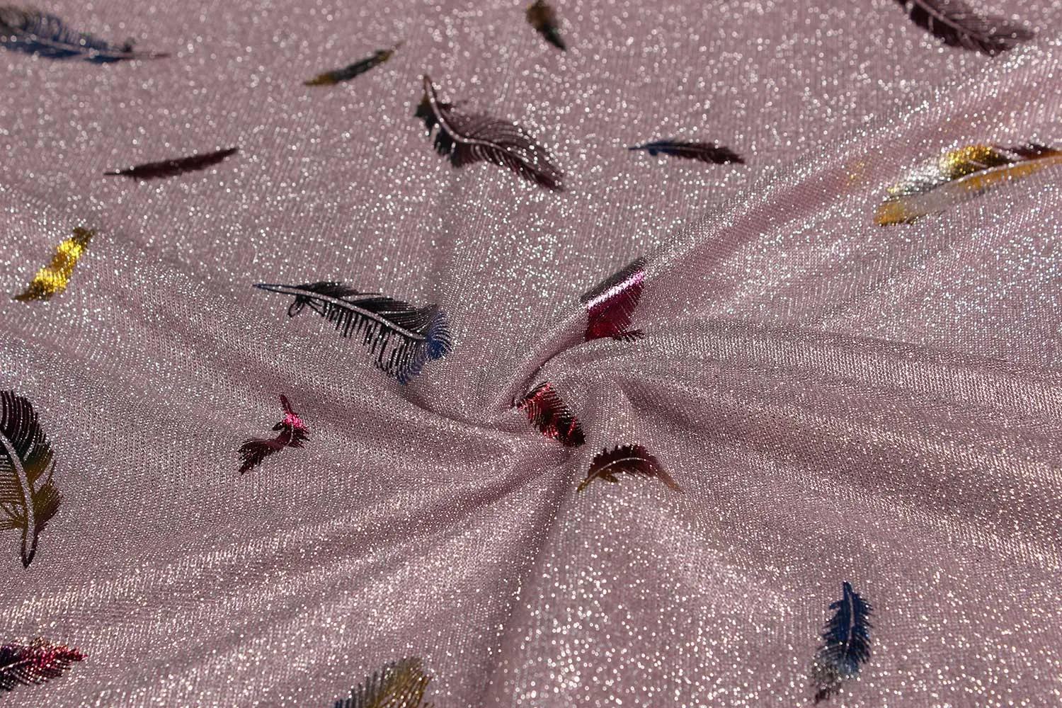Nude Pink Quirky Printed Glitter Knit Polyester Fabric