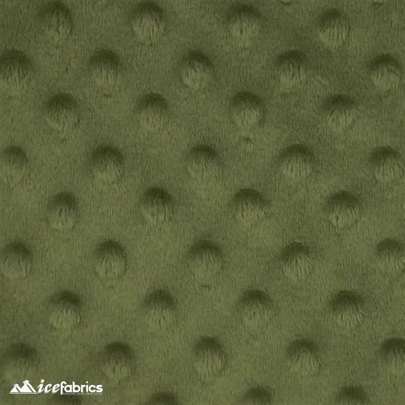 Olive Green Minky Dot Fabric Blanket Fabric