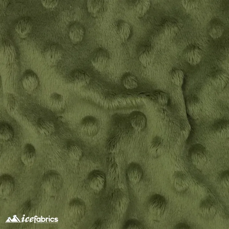 Olive Green Minky Dot Fabric Blanket Fabric