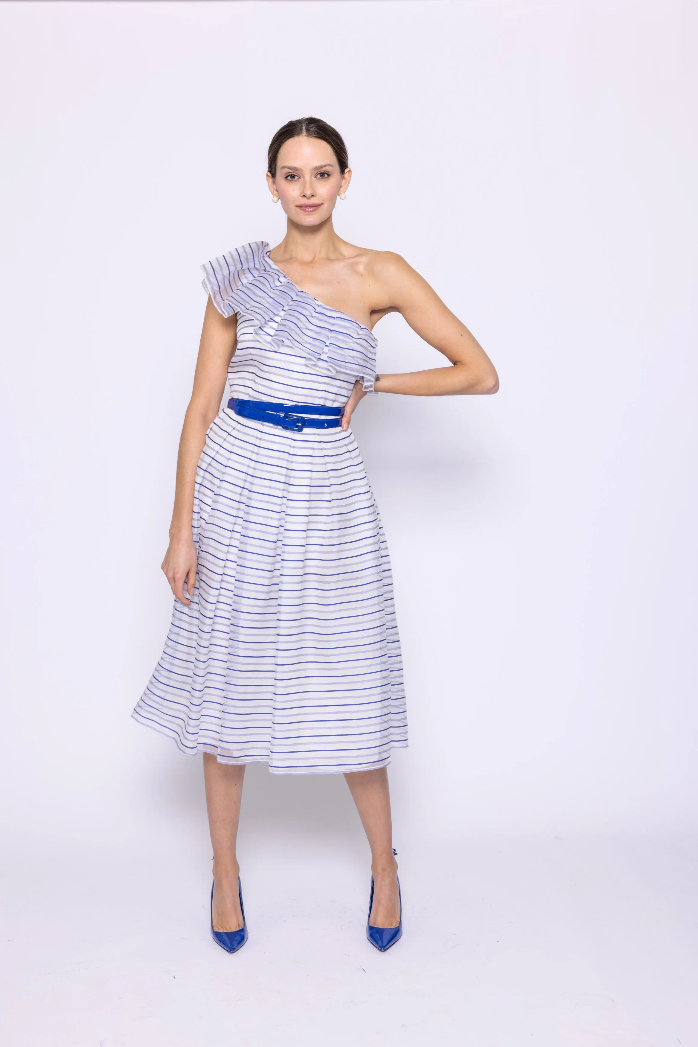 One Shoulder Long Stripe Dress