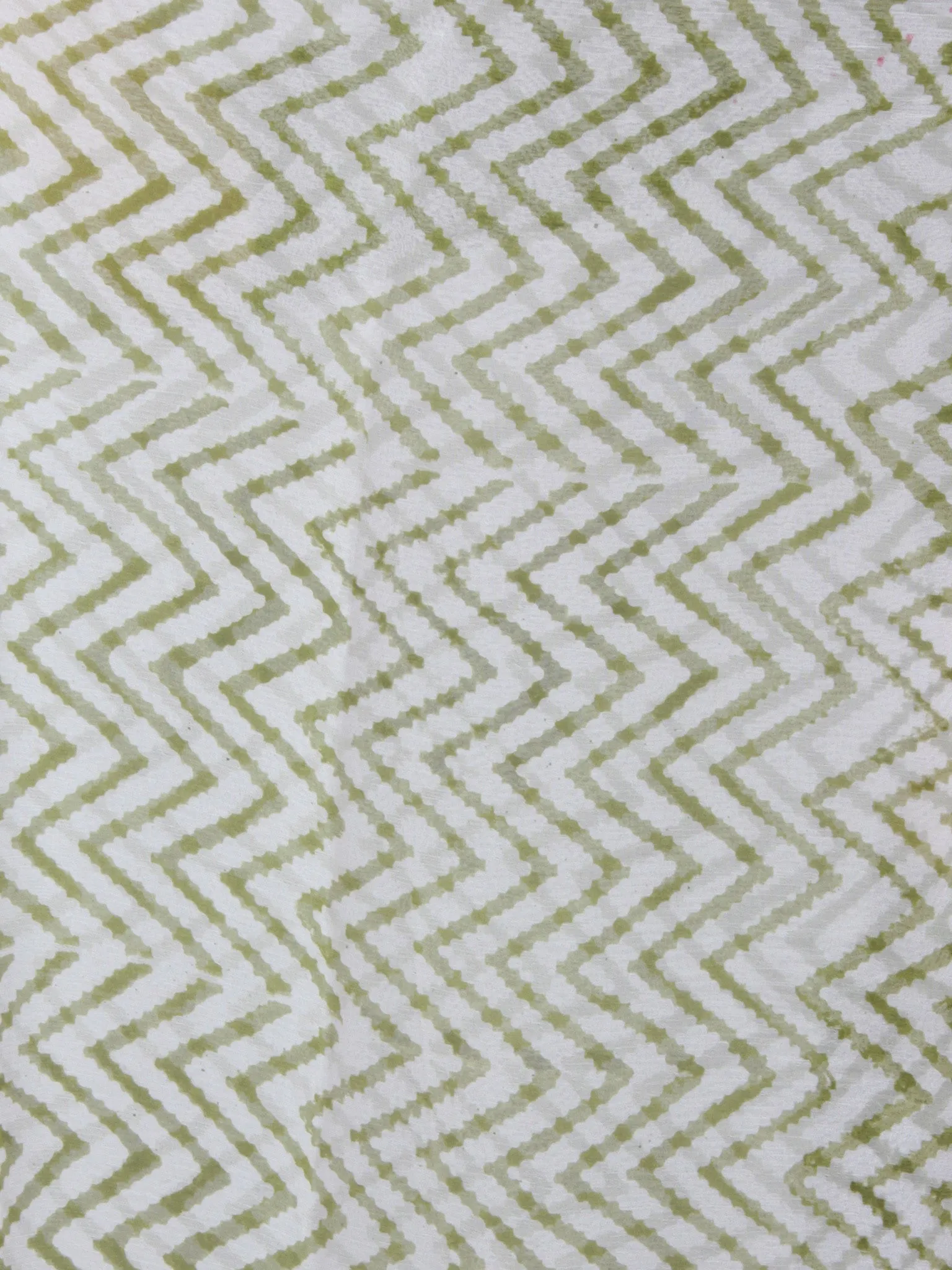 Pastel Pink Ivory Green Hand Block Printed in Natural Colors Chiffon Saree - S031701661