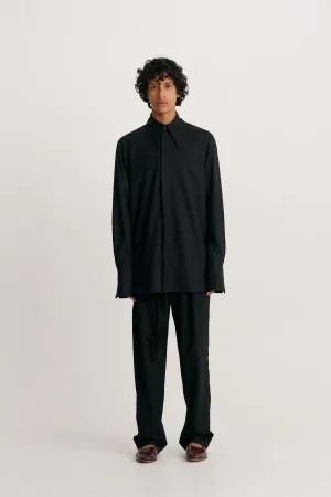 Pointed Collar Long Line Shirt