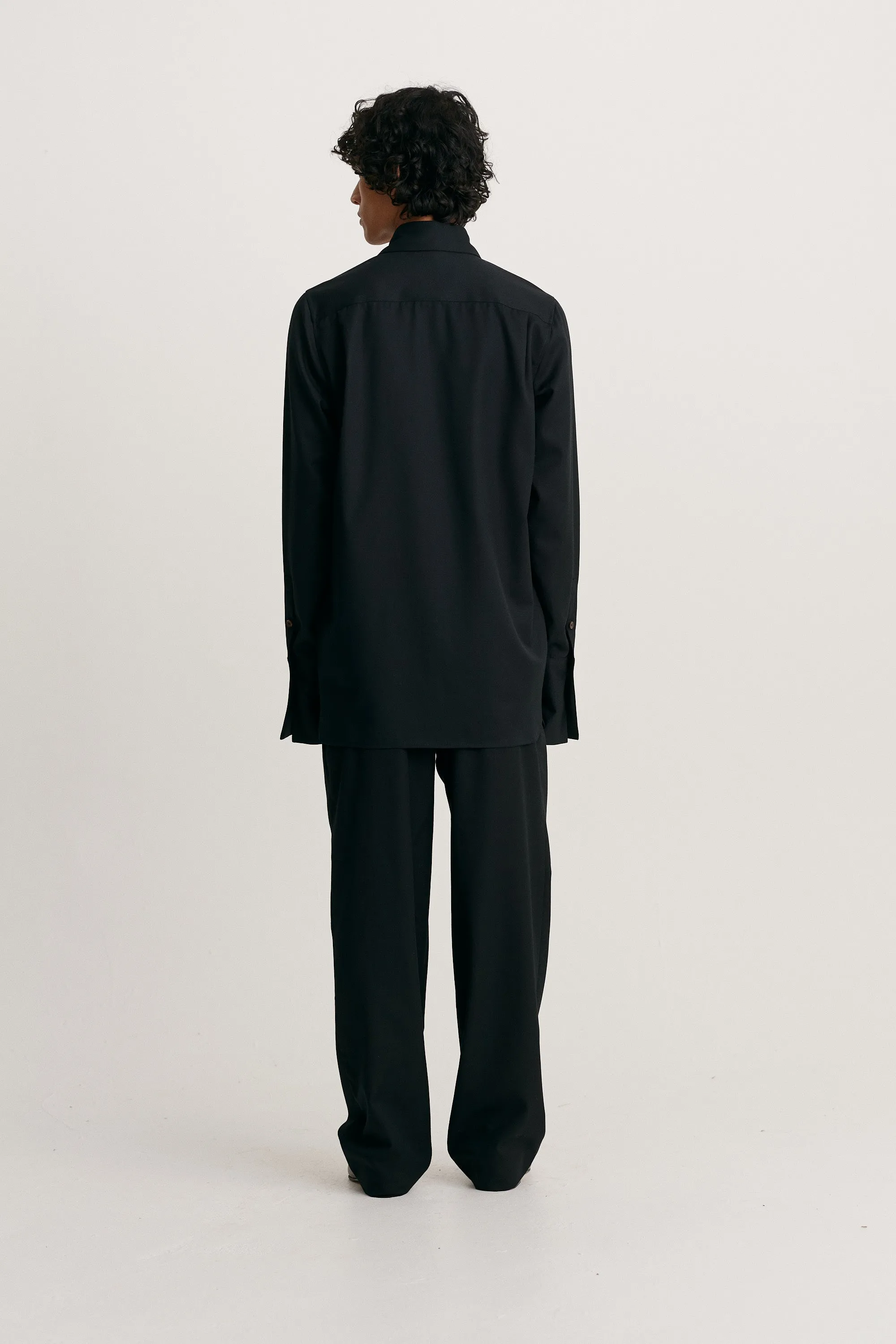 Pointed Collar Long Line Shirt