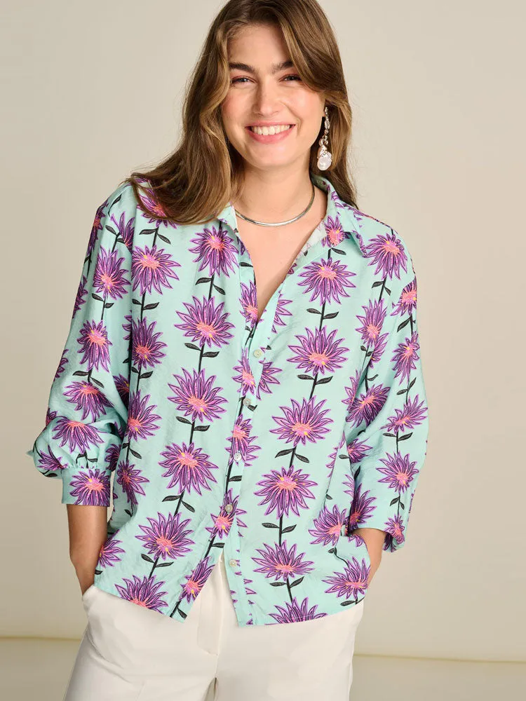 Pom Blouse Violet Flower Aqua