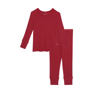 Posh Peanut Basic Long Sleeve Pajamas - Crimson Waffle