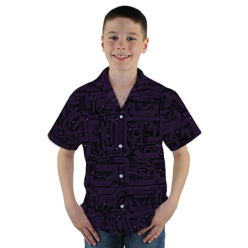 Purple Computer Circuit Board Youth Hawaiian Shirt