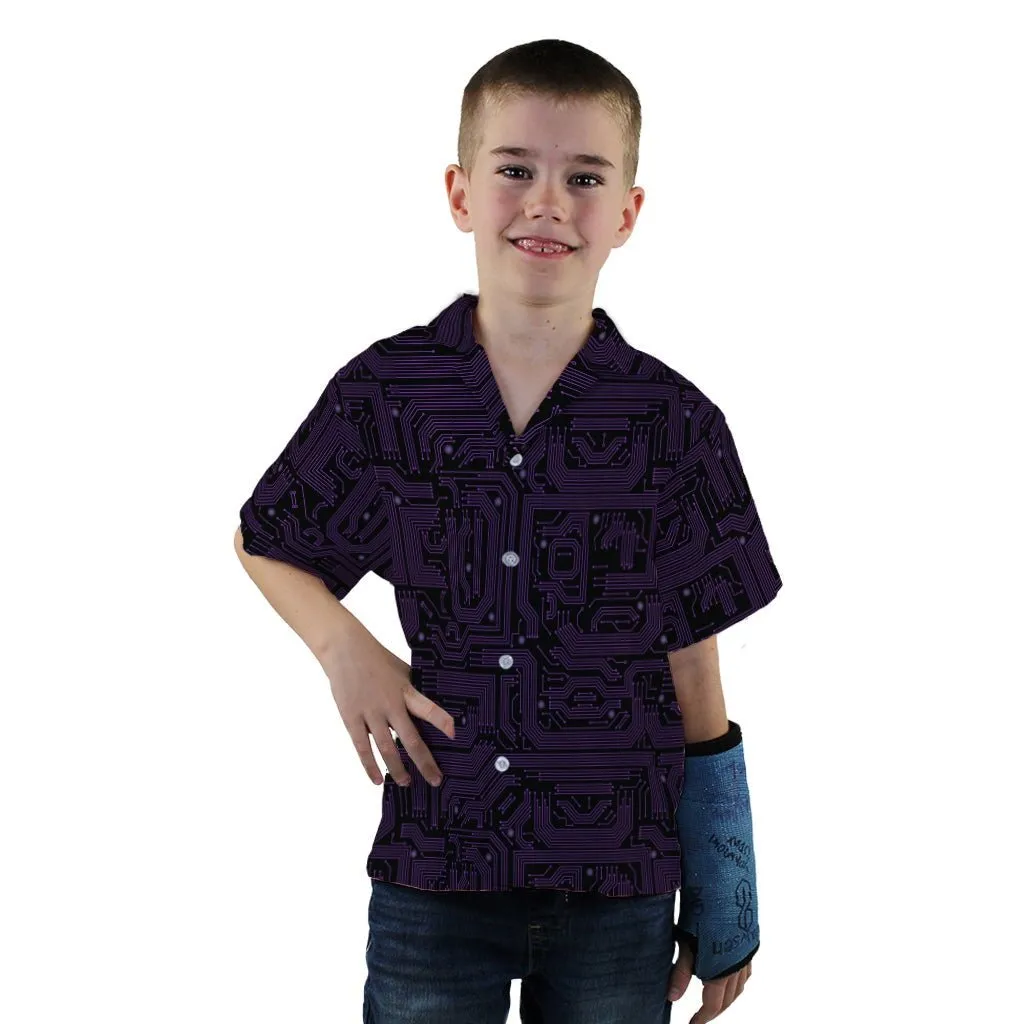 Purple Computer Circuit Board Youth Hawaiian Shirt