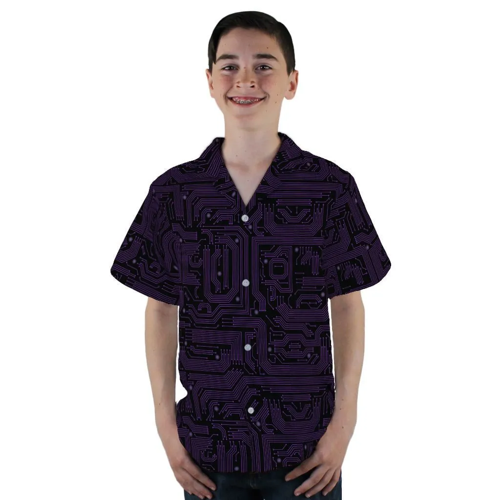 Purple Computer Circuit Board Youth Hawaiian Shirt