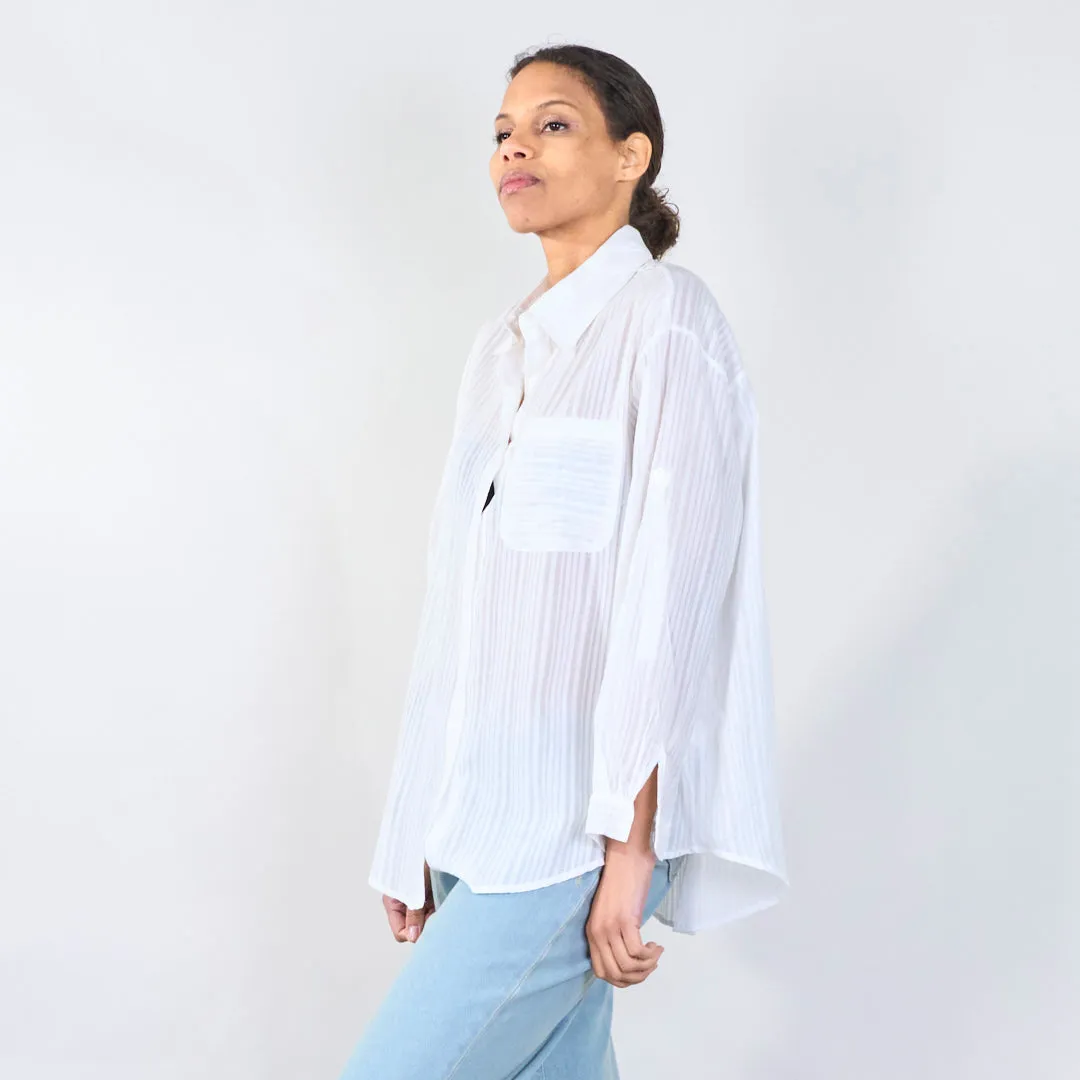 Relaxed button-up blouse with chest pocket wholesale
